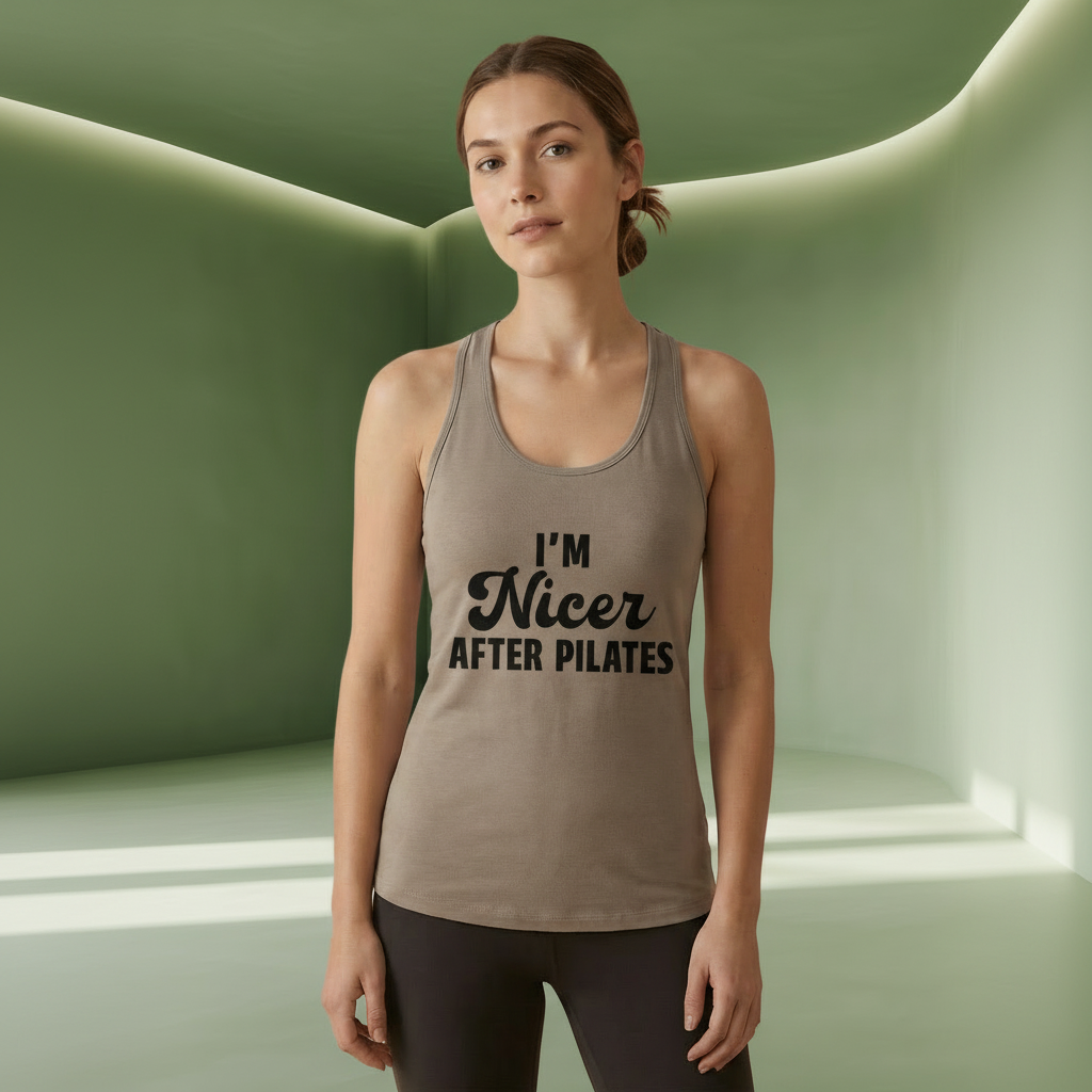 I'm Nicer After Pilates Racer Tanktop