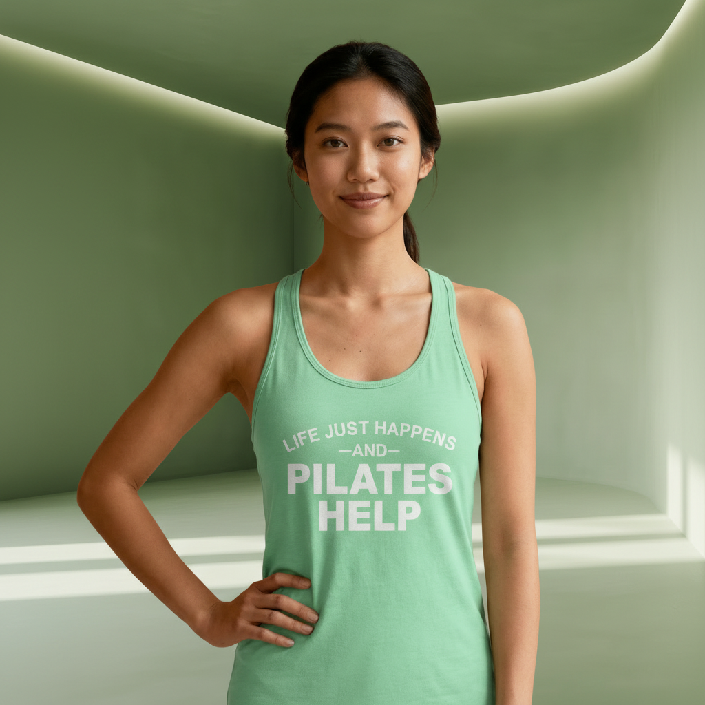 Life Happens And Pilates Help Racer Tanktop